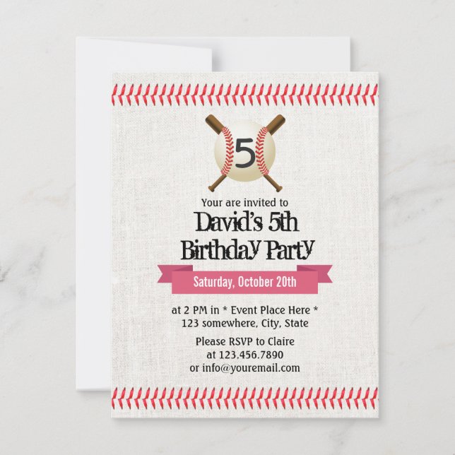Invitación Partido de los 5 Años del Deporte en el Béisbol (Anverso)