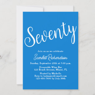 Invitación Partido de los 70 Años Azul de Setenta Script
