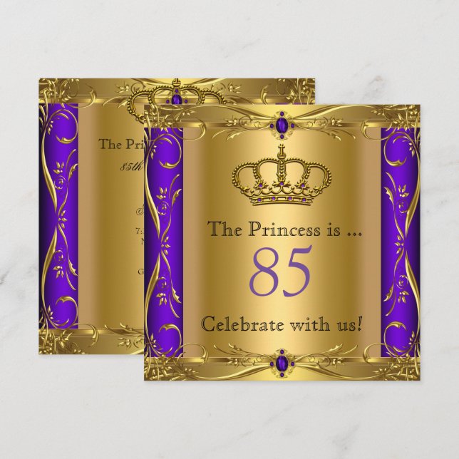 Invitación Partido de los 85 Años de la Princesa Regal Purple (Anverso / Reverso)