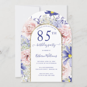 Invitación Partido de los 85 Años del Arco de Oro Floral Púrp