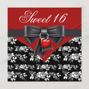 Invitación Partido de los Años 16 del Dulce Blanco Rojo Rojo