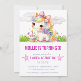 Invitación Partido de los Años de la Princesa Unicornio