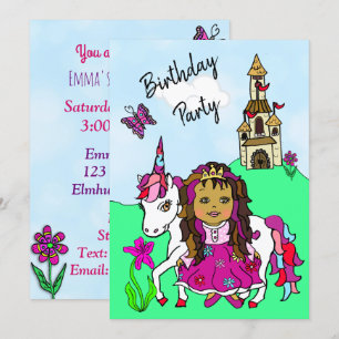 Invitación Partido de los Años de la Princesa y la Unicornio