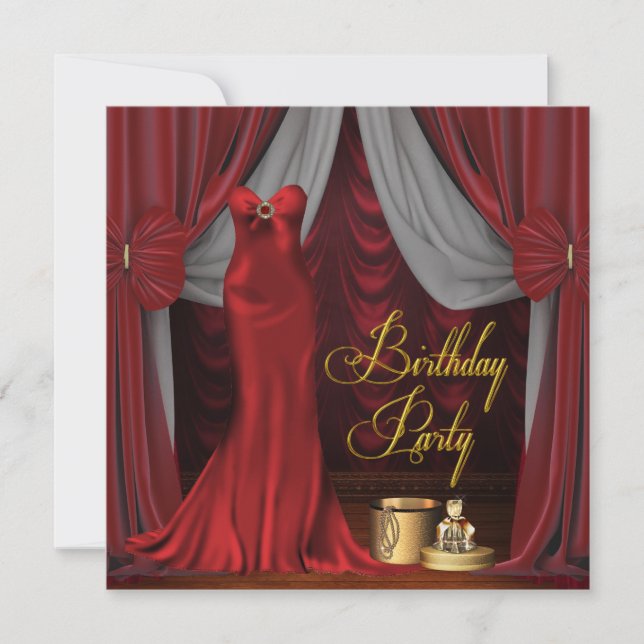 Invitación Partido de los Años de Oro Rojo de Ruby (Anverso)