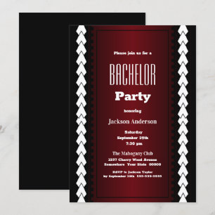 Invitación Partido de los Bachelados Blanco y Rojo Negro