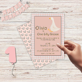 Invitación Partido de los Cumpleaños de un Chica Rosa Gingham