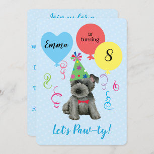 Invitación Partido de los Cumpleaños Globos Escocia Terrier