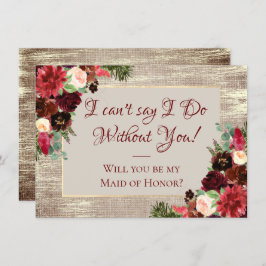 Invitación Partido de Novias de Oro Rústico Boho Borgoña navi