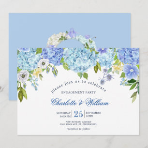 Invitación PARTIDO DE PARTICIPACIÓN DE Blue Hydrangeas Floral