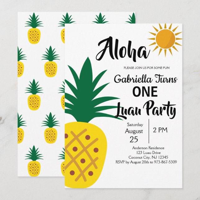 Invitación Partido de primer cumpleaños de la Manzana Tropica (Anverso / Reverso)