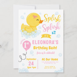 Invitación Partido de primer cumpleaños del Duck de Rubber Am