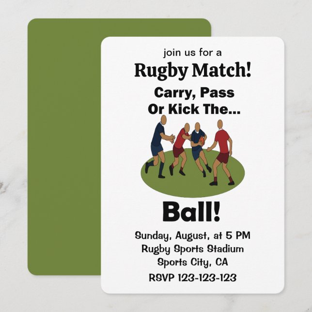 Invitación Partido de Rugby Lleva Pasa O Patea El Balón Depor (Anverso / Reverso)