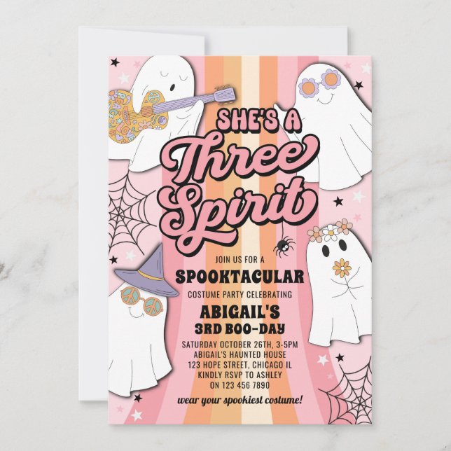 Invitación Partido de Tercer Cumpleaños de Spirit Groovy Hall (Anverso)