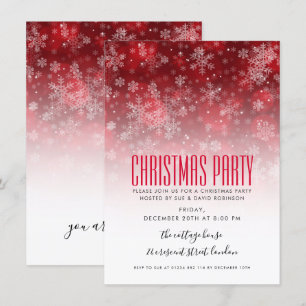 Invitación Partido de vacaciones de Navidades modernos rojo y