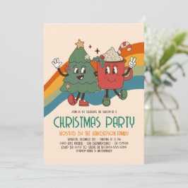 Invitación Partido de vacaciones de Navidades Retro Groovy