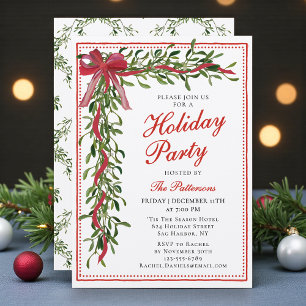 Invitación Partido de vacaciones Mistletoe Bow Fiesta de Navi