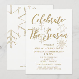 Invitación Partido de vacaciones Moderno Blanco y Oro
