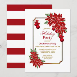 Invitación Partido de vacaciones Red Poinsettia