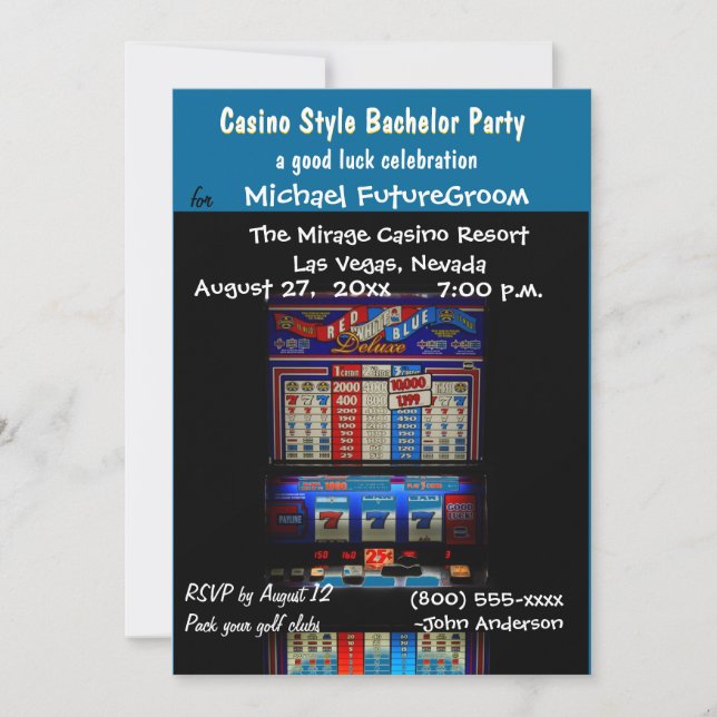 Invitación Partido del bachiller de la máquina del casino (Anverso)