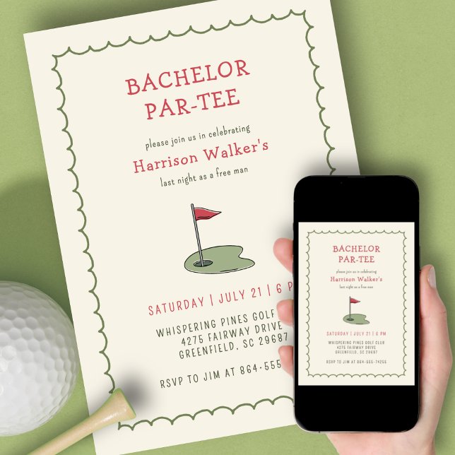 Invitación Partido del bachiller del golf de moda (Subido por el creador)