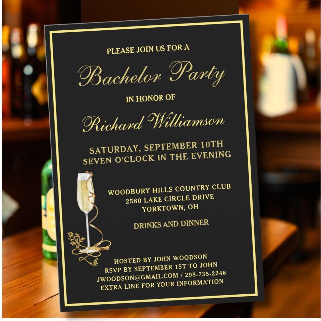 Invitación Partido del bachiller Estilo Clásico Oro Negro (Subido por el creador)