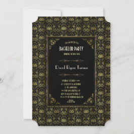 Invitación Partido del bachiller | Negro de oro Art Deco de l