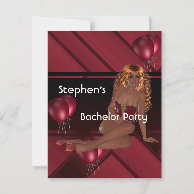 Invitación Partido del bachiller S.exy Chica Globos Rojos (Anverso)