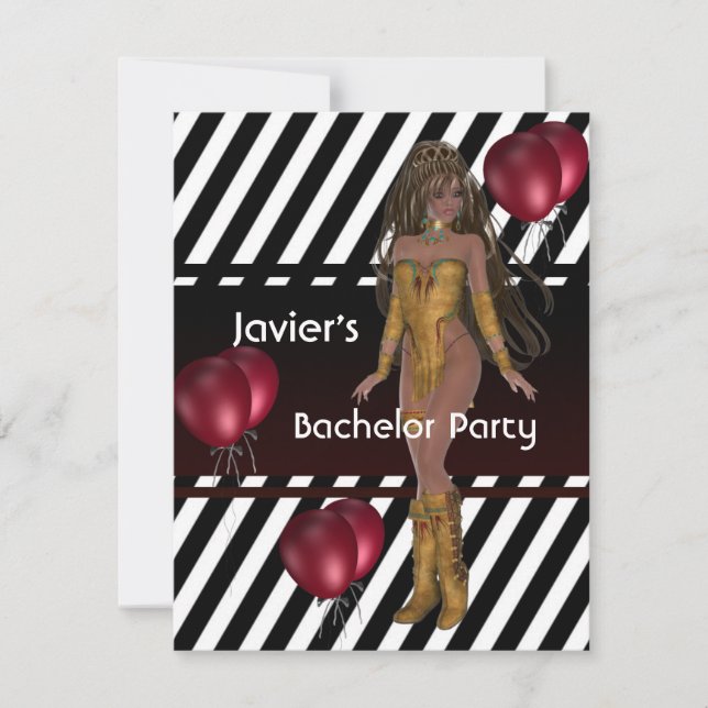 Invitación Partido del bachiller S.exy Chica Globos rojos bla (Anverso)
