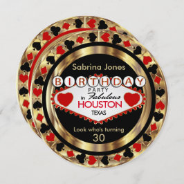 Invitación Partido del Cumpleaños 00 Rojo - Ciudad y Estado