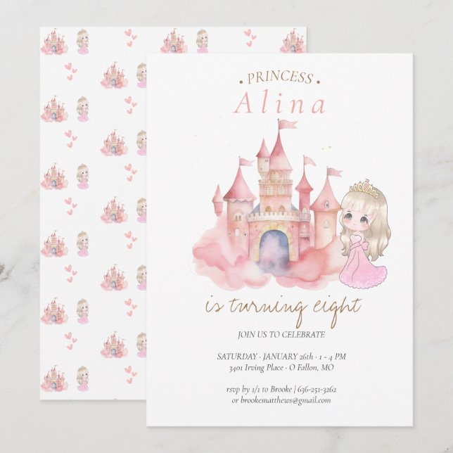 Invitación Partido del Cumpleaños de la Princesa (Anverso / Reverso)