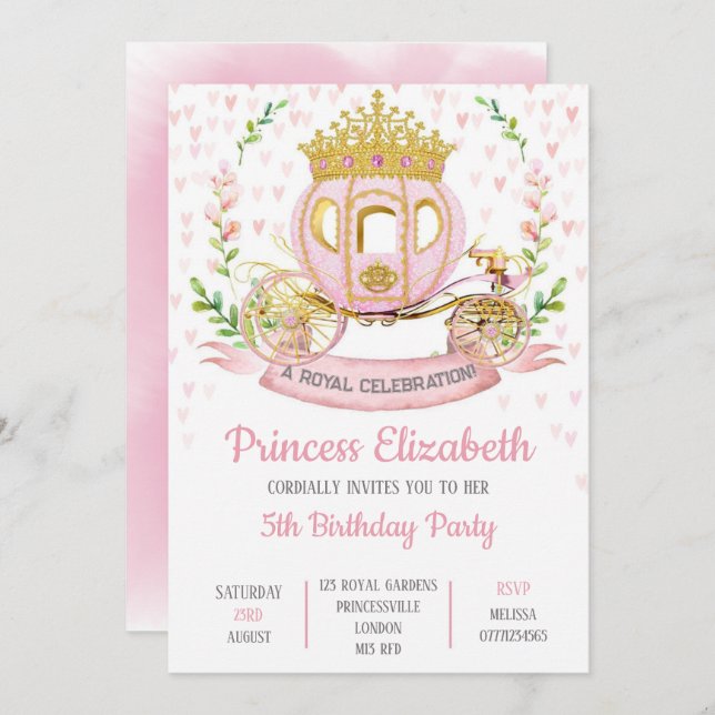 Invitación Partido del Cumpleaños de la Princesa (Anverso / Reverso)