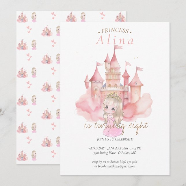 Invitación Partido del Cumpleaños de la Princesa (Anverso / Reverso)