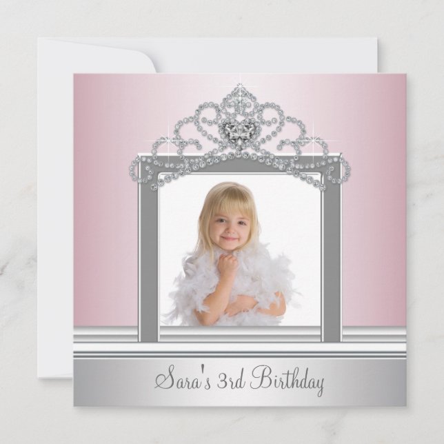 Invitación Partido del cumpleaños de la princesa Tiara Photo  (Anverso)