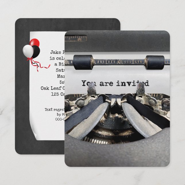 Invitación Partido del cumpleaños de la vieja escritora (Anverso / Reverso)