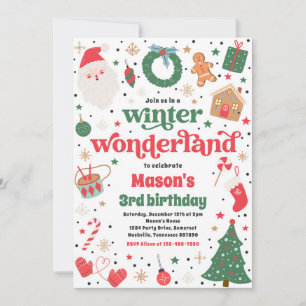 Invitación Partido del Cumpleaños de los Navidades Rojos de W