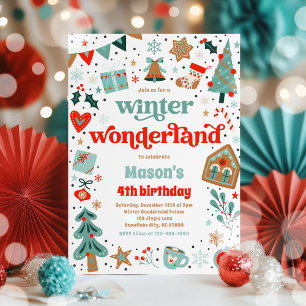 Invitación Partido del Cumpleaños de los Navidades Rojos de W