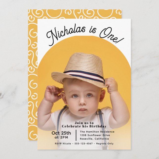 Invitación Partido del cumpleaños de los niños de Cute Photo  (Anverso / Reverso)