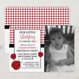 Invitación Partido del cumpleaños de los niños de Red Ladybug