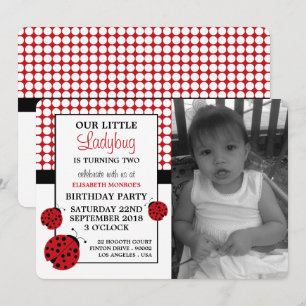 Invitación Partido del cumpleaños de los niños de Red Ladybug