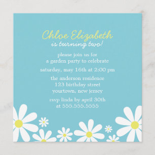 Invitación Partido del cumpleaños de los singulares Daisies