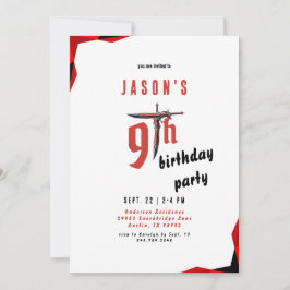 Invitación Partido del cumpleaños de Red Sword Boy