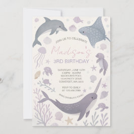 Invitación Partido del Cumpleaños del chica Bajo el Mar