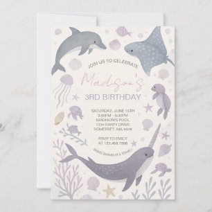 Invitación Partido del Cumpleaños del chica Bajo el Mar