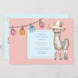 Invitación Partido del Cumpleaños del Chica Boho Llama