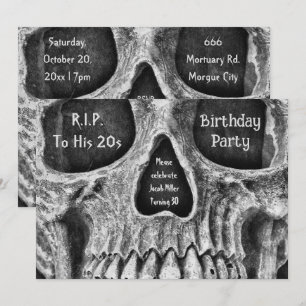 Invitación Partido del cumpleaños del cráneo gótico frente a