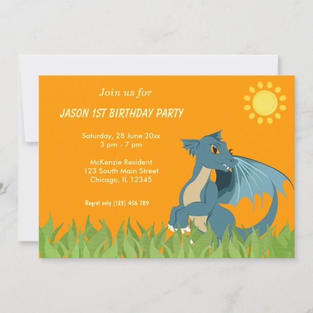 Invitación Partido del Cumpleaños del Dragón (Anverso)