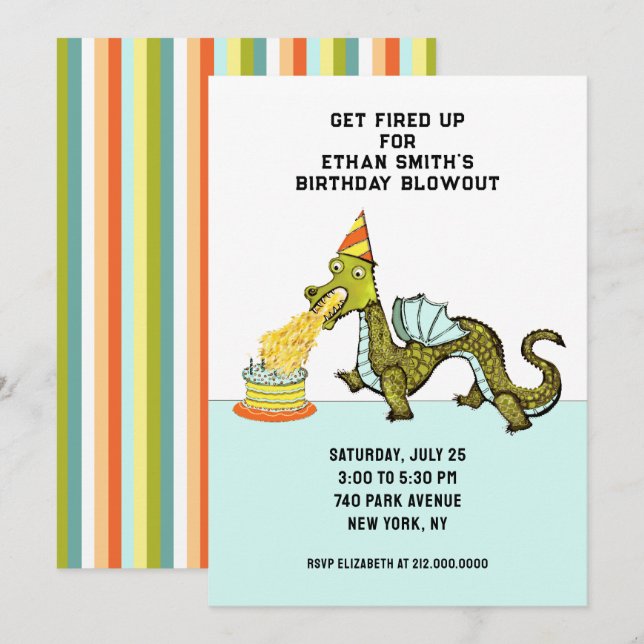 Invitación Partido del Cumpleaños del Dragón (Anverso / Reverso)