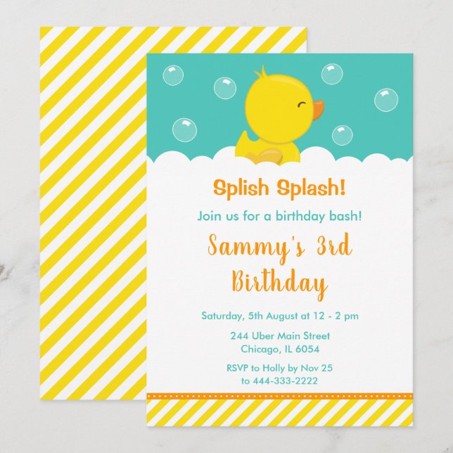 Invitación Partido del cumpleaños del dudoso útero del caucho (Anverso / Reverso)