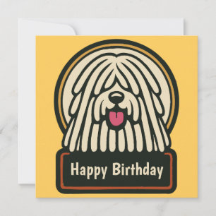 Invitación Partido del cumpleaños del perro blanco Shaggy