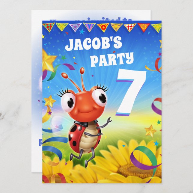 Invitación Partido del Cumpleaños del personalizado invita a  (Anverso / Reverso)